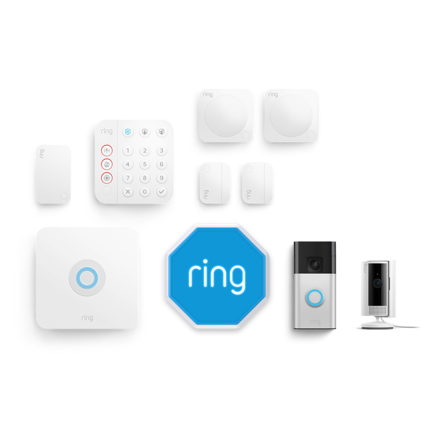 Alarm, Indoor Camera 2nd Gen + Battery Video Doorbell Pack - M (with siren)